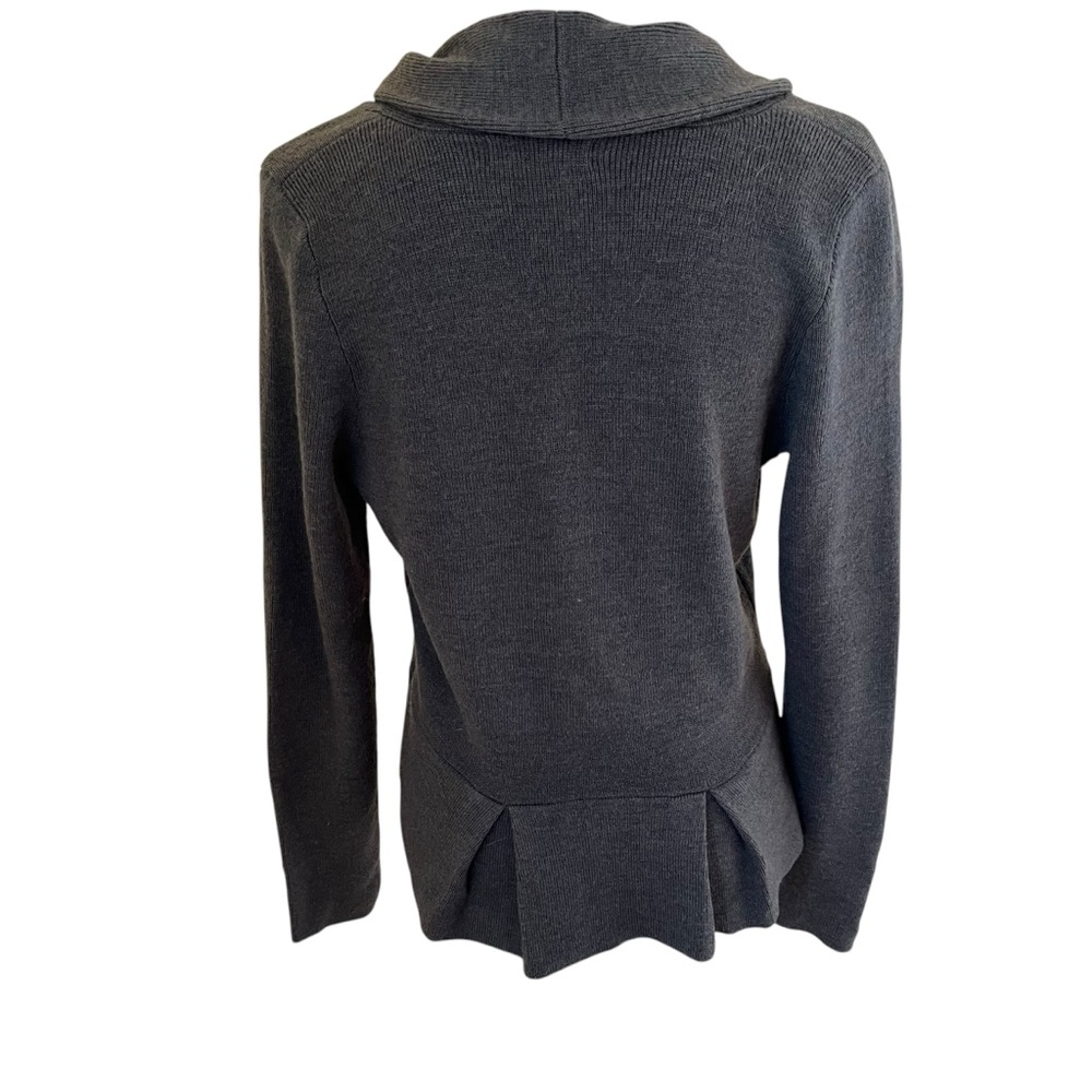 Olive Green Peplum Shawl Collar Sweater - Picture 7 of 10